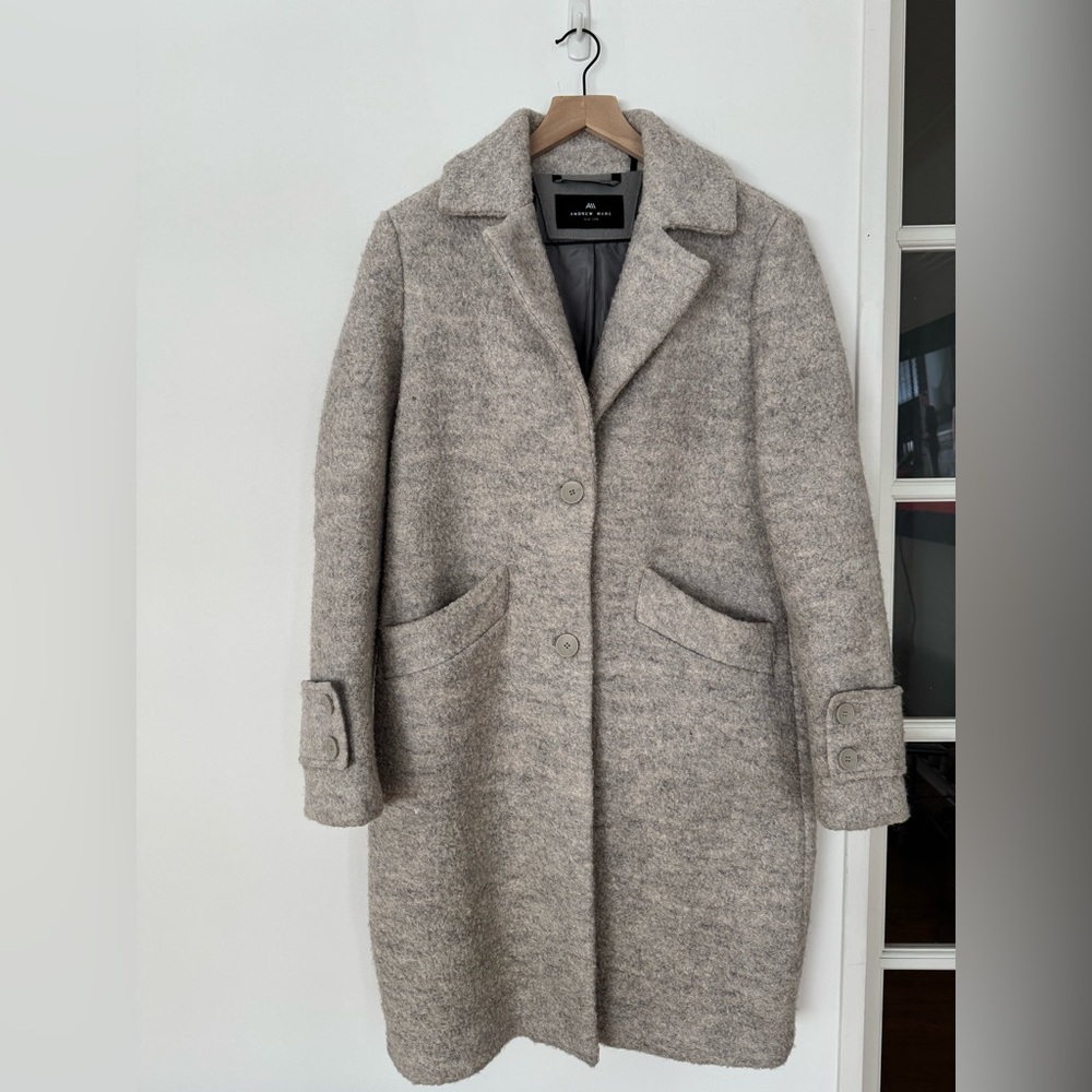 Andrew Marc Light Gray Women's Wool Coat